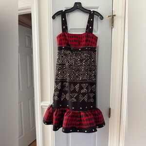 Oscar de la Renta Black and Red Geometric Dress